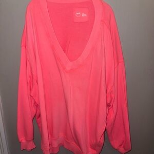 Aerie Hot Pink Oversized V-Neck Sweatshirt